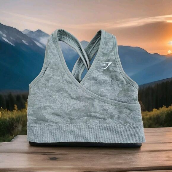 Gymshark Women's Adapt Camo Seamless Ribbed Sports Bra Top Size XS - Picture 1 of 10